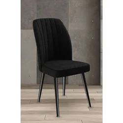 Hanah Home set trpezarijskih stolica Platinum 8 kom, crna tkanina Jerry, crne metalne noge