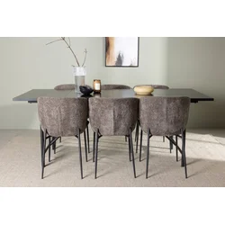 Venture Design Jedilna miza in stol komplet Astrid in Modesto 200x90x75 cm črna in rjava