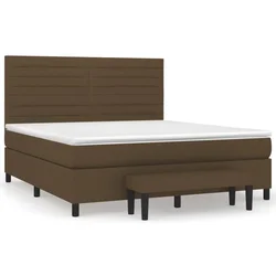 Vidaxl Box spring postelja z vzmetnico temno rjava 180x200 cm blago