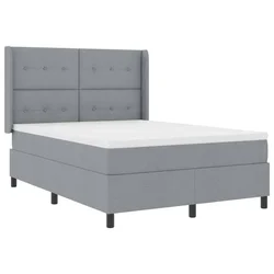 Vidaxl LED Box Spring Postelja Svetlo siva 140 x 200 cm blago