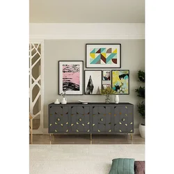 Hanah Home komoda Moka 180, 180 cm, antracit / zlatna