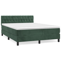 Vidaxl Box spring postelja z vzmetnico temno zelen 140x190 cm žamet