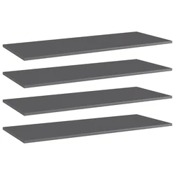 Police za knjige 4 kom visoki sjaj sive 100x40x1,5 cm iverica