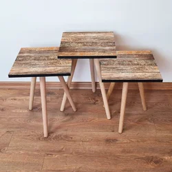 Hanah Home Set klub stočića 3Shp7, 3 komada, Šarena