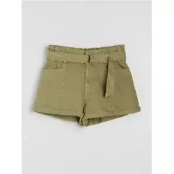 Sinsay - Paperbag teksas šorts sa kaišem - zeleno