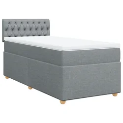 Vidaxl Box spring postelja z vzmetnico svetlo siva 90x200 cm blago