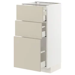 METOD / MAXIMERA Podni element s 3 fioke, bela/Havstorp bež, 40x37 cm