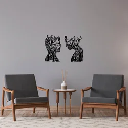 Opviq Zidna dekoracija Tree Man And Woman-325, 27x43cm 28x38cm 1.5 mm, Crna