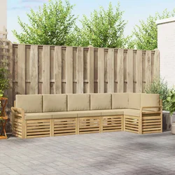 Set vanjskih sofa 6 pcs Bijela i bež 308 x 130,5 x 73 cm