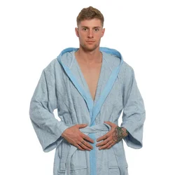 Interkontakt Moški kopalni plašč s kapuco 07 Blue Grey
