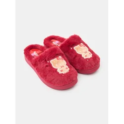Sinsay - Papuče sa veštačkim krznom i vezom Hello Kitty - maroon