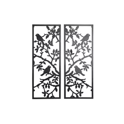 DKD Home Decor Stenska dekoracija DKD Home Decor (2 kosa) Kovinske ptice Shabby Chic (35 x 1,3 x 91 cm)