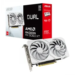 ASUS grafička kartica DUAL RX 9060 XT, 16 GB GDDR6, 2xDP, HDMI, 90YV0LG3-M0NA00, bijela