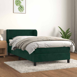 Vidaxl Box spring postelja z vzmetnico temno zelena 100x200 cm žamet