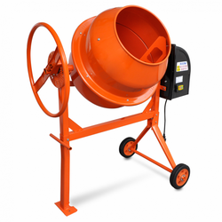 Kovinski mešalec betona oranžne barve za 140 L in 650 W