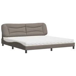 Vidaxl Postelja z vzmetnico Hvar taupe 200x200 cm blago