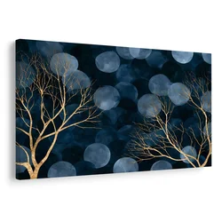 Slika zlata drevesa na modrem - 90x60