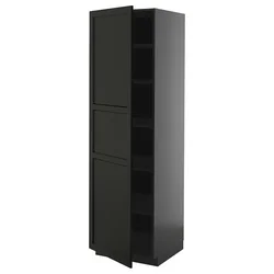 METOD Visoki element s policama, Crnosiva/Lerhyttan crno bajcovano, 60x60x200 cm