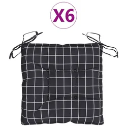 Jastuci za stolice 6 kom crni karirani 50x50x7 cm od tkanine