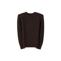 GOBI Cashmere Pulover Sculpted-Shoulder Cashmere Sweater temno rjava