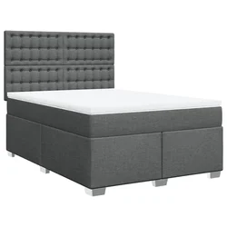 Vidaxl Box spring postelja z vzmetnico temno siva 160x200 cm blago