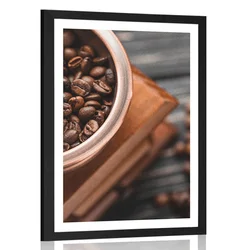 Plakat s paspartujem vintage mlinček na kavo - 40x60 white