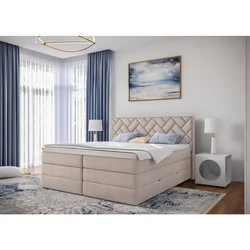 MID.YOU POSTELJA BOXSPRING 180 cm  x 200 cm , tekstil, leseni material bež