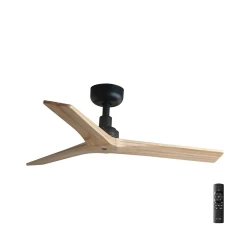 FARO 34284 - Plafonski ventilator KLIM S, borovina/crna, prečnik 92,5 cm + daljinski upravljač