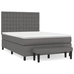 Vidaxl Box spring postelja z vzmetnico siv 140x190 cm umetno usnje