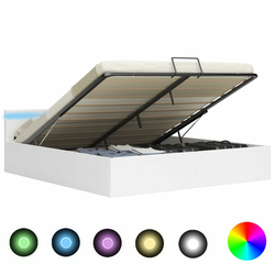 Hidraulični okvir za krevet umjetna koža LED bijeli 180x200 cm