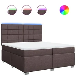 Vidaxl Box spring postelja z vzmetnico temno rjav 200x200 cm blago