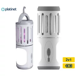 Prenosiva punjiva LED lampa sa lapačem insekata LED/6W/1800 mAh IPX4 bela/siva