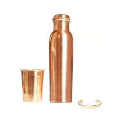 shumee Komplet Copper PURE: steklenička 950 ml + skodelica 250 ml + klasična zapestnica Gisane