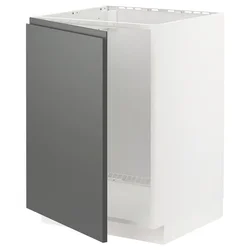 METOD Podni element za sudoperu, bela/Voxtorp tamnosiva, 60x60 cm
