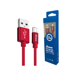 Xwave USB Micro 1.2m 2A Al /red mesh Kabl 2.0 na ,,uminium,upleten,crveni