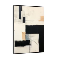Canvas Slika na platnu Monohromna geometrija, 40x60 cm, Sa ramom, Crna