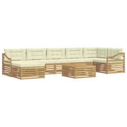 Set vanjskih sofa s jastukom 8 pcs Bijela i krem Poliester