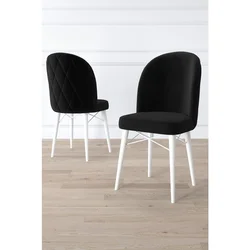 Hanah Home set trpezarijskih stolica Bika 8 kom, crna tkanina Babyface, bele drvene noge