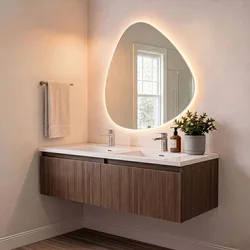 Skye Decor Set kupatilskog ormarića sa umivaonikom i ogledalom, 2 dela, Braon