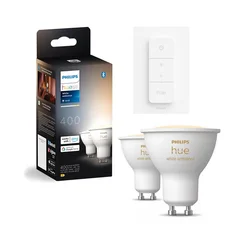 Komplet 2x prigušiva LED sijalica Philips Hue WHITE AMB. GU10/4,2W/230V + prekidač za prigušivanje