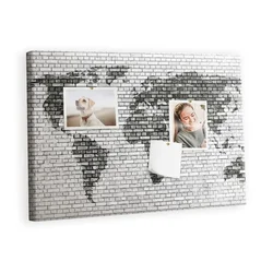 tulup.si Slika na pluti Wall of bricks world 60x40 cm Kovinski zatiči