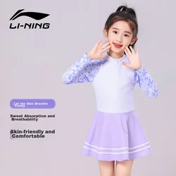 Li-Ning Jednodelni kupaći kostim za devojčice, Dugi rukav, Ljubičasti