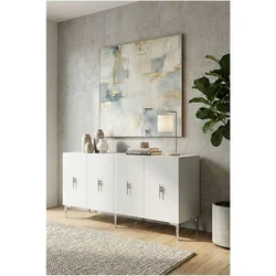 Hanah Home komoda Salkim 150, 150 cm, srebrna / bela