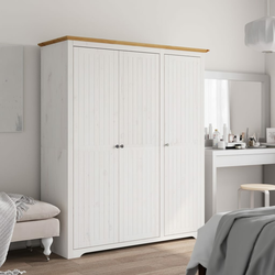 vidaXL Garderobna omara BODO bela rjava 151,5x52x176,5 cm borovina