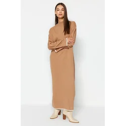 Trendyol Modest Ženska haljina Tctaw24Eb00032, Bež