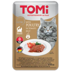 Tomi Komadići mesa u želeu za mačke, 100 g - živina i paradajz