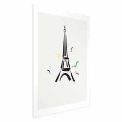 shumee Plakat - Črna ilustracija Eifflovega stolpa na svetlem ozadju