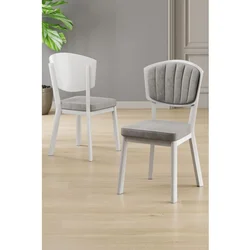 Hanah Home set trpezarijskih stolica Nape 4 kom, siva tkanina Babyface, bele metalne noge