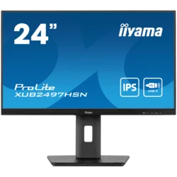 IIYAMA Monitor LED XUB2497HSN-B2 23.8 IPS 1920 x 1080 @100Hz 16:9 300 cd/m2 1300:1 1ms HDMI DP USB-C Docking 65W, RJ45, height, swivel, tilt, pivot (