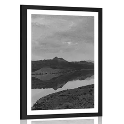 Plakat s paspartujem črnobela pokrajina - 40x60 silver